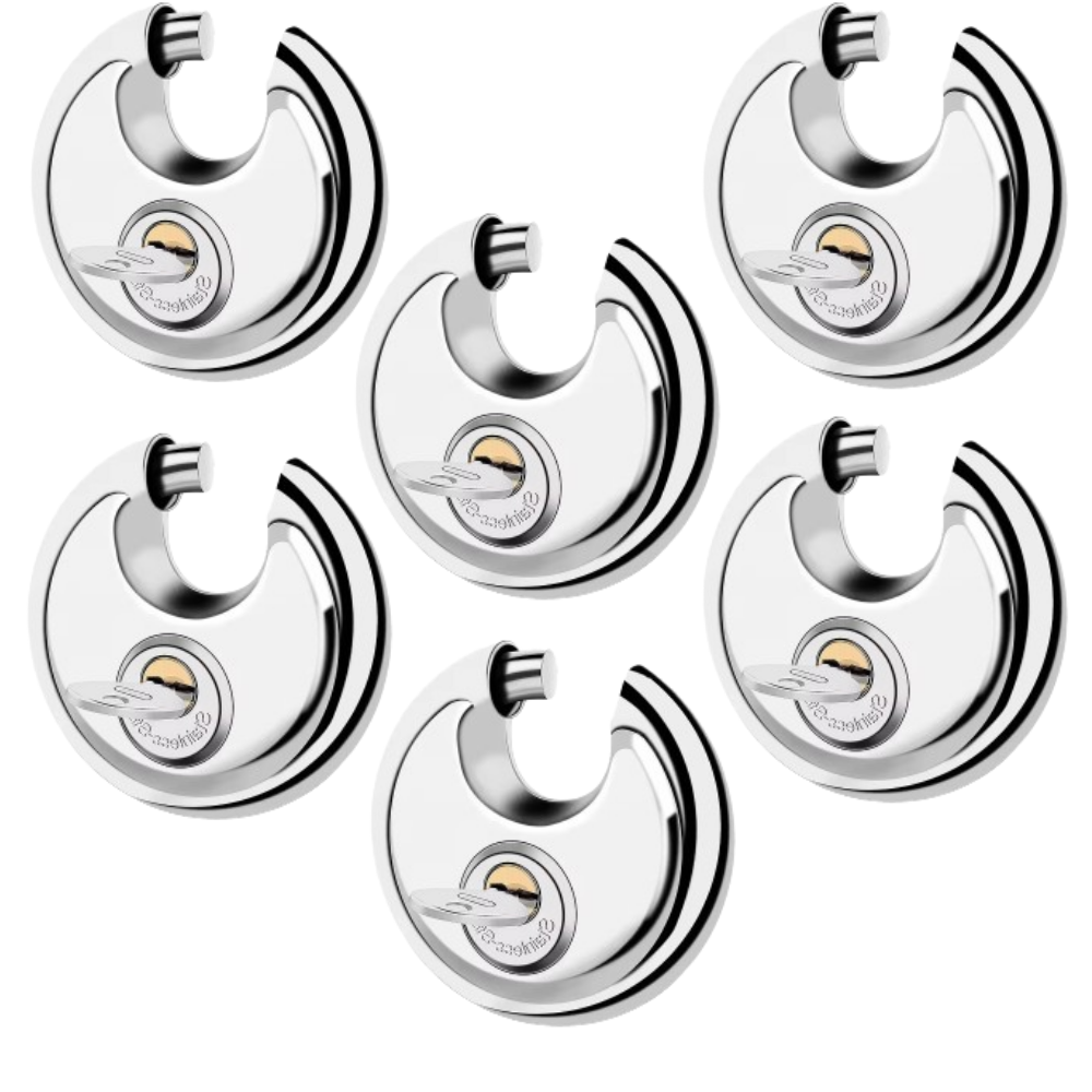 Pack of 24 Acro Locks Discus Keyed Alike Padlock Stainless Steel Discus Lock with 2 Keys, 3/8 Inch Shackle Body Width 70mm, Heavy Duty Lock Outdoor Waterproof Storage Lock for Warehouse, Garage, Storage Unit, Locker, and Outdoors
