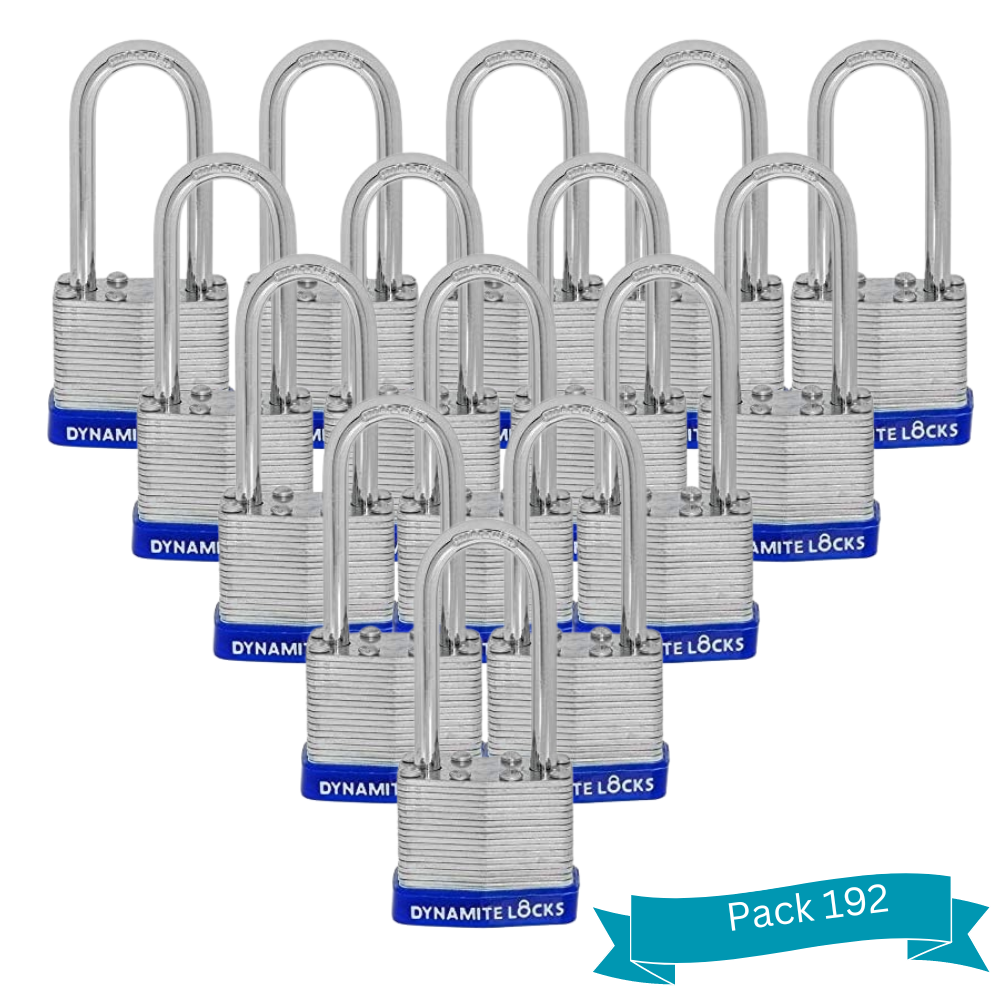 Pack of 192 Units Dynamite Lock Premium Padlock Set Laminated keyed Padlock (1-9/16", 40mm), keyed Alike Locks, Long Shackle (Copy) (Copy) (Copy)
