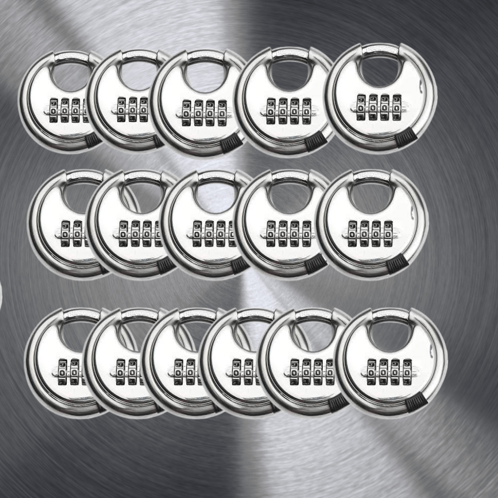 Pack of 48 Discus Stainless Steel Combination 4 Digits 70mm, Stainless Steel Discus Lock with 2-3/4 in. Wide, 3/8 in. Diameter Shackle, Waterproof Discus Lock for Storage Unit, Sheds, Garages and Fence