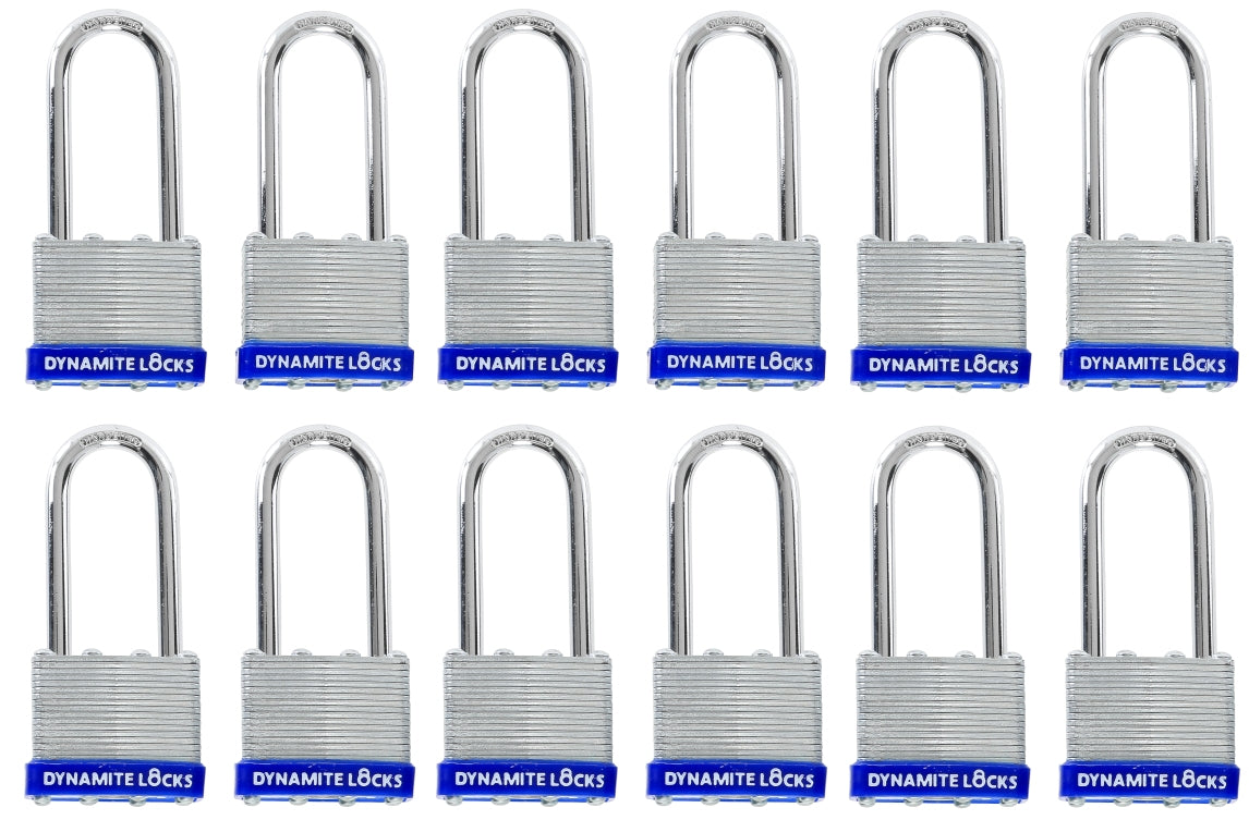 Pack of 48, Dynamite padlocks keyed alike 45mm or 1-3/4 in. Laminated Padlocks Set with Same Keys, Commercial Grade, Padlocks Keyed Alike with Hardened Steel Long Shackle ( pack of 48)
