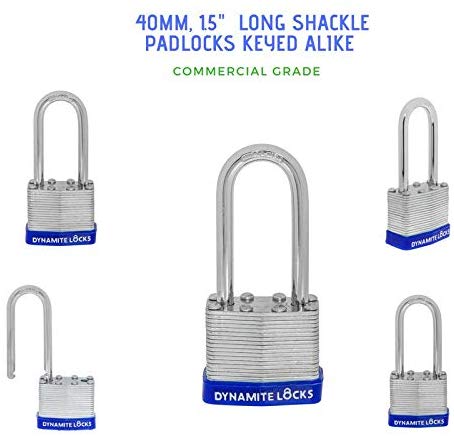 Pack of 144 Units Dynamite Lock Premium Padlock Set Laminated keyed Padlock (1-9/16", 40mm), keyed Alike Locks, Long Shackle (Copy) (Copy)
