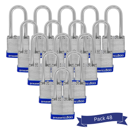 Pack of 144 Units Dynamite Lock Premium Padlock Set Laminated keyed Padlock (1-9/16", 40mm), keyed Alike Locks, Long Shackle (Copy) (Copy)