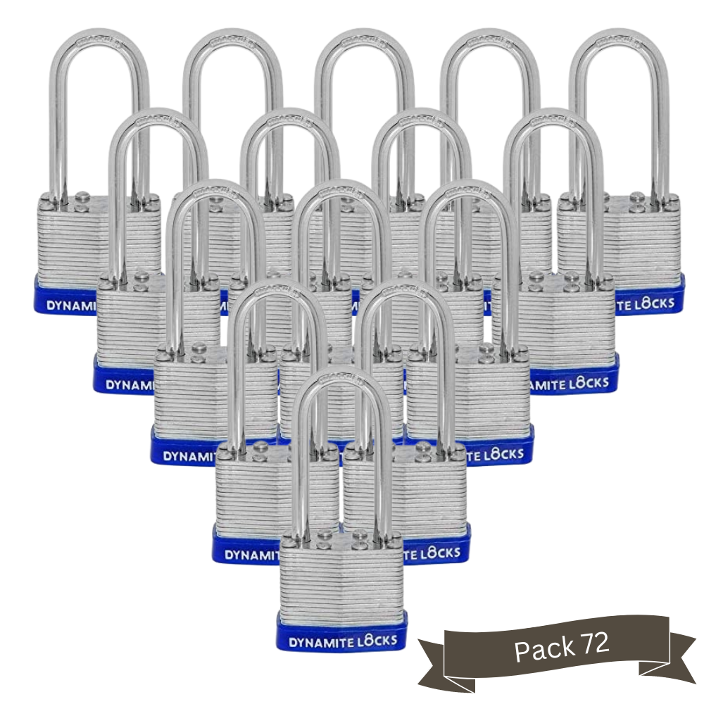 Pack of 144 Units Dynamite Lock Premium Padlock Set Laminated keyed Padlock (1-9/16", 40mm), keyed Alike Locks, Long Shackle (Copy) (Copy)