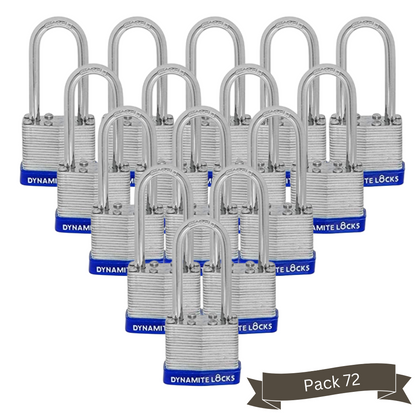 Pack of 144 Units Dynamite Lock Premium Padlock Set Laminated keyed Padlock (1-9/16", 40mm), keyed Alike Locks, Long Shackle (Copy) (Copy)