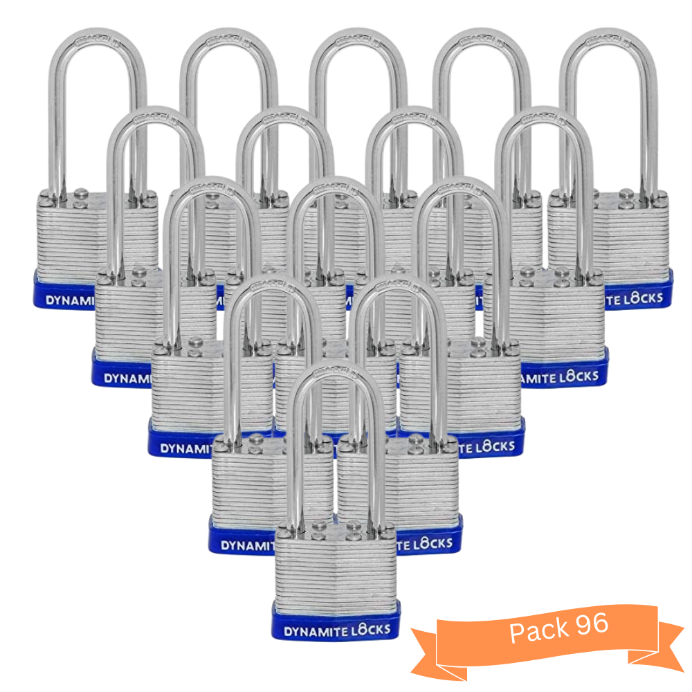 Pack of 144 Units Dynamite Lock Premium Padlock Set Laminated keyed Padlock (1-9/16", 40mm), keyed Alike Locks, Long Shackle (Copy) (Copy)