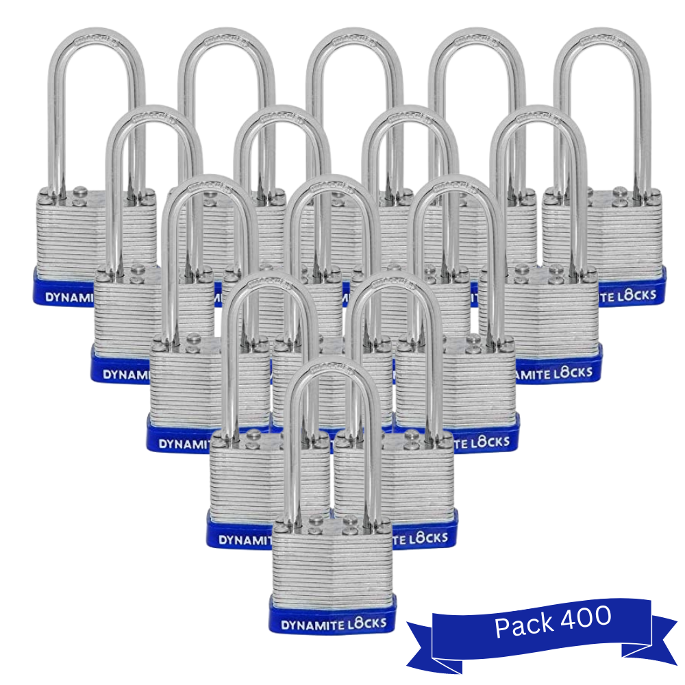 Pack of 144 Units Dynamite Lock Premium Padlock Set Laminated keyed Padlock (1-9/16", 40mm), keyed Alike Locks, Long Shackle (Copy) (Copy)