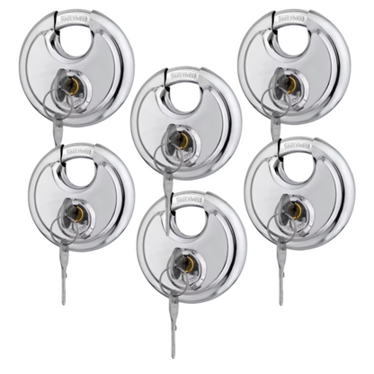 Pack of 24 Acro Locks Discus Keyed Alike Padlock Stainless Steel Discus Lock with 2 Keys, 3/8 Inch Shackle Body Width 70mm, Heavy Duty Lock Outdoor Waterproof Storage Lock for Warehouse, Garage, Storage Unit, Locker, and Outdoors