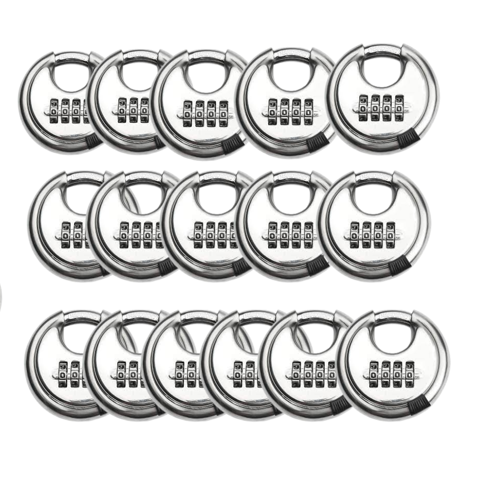 Pack of 48 Discus Stainless Steel Combination 4 Digits 70mm, Stainless Steel Discus Lock with 2-3/4 in. Wide, 3/8 in. Diameter Shackle, Waterproof Discus Lock for Storage Unit, Sheds, Garages and Fence