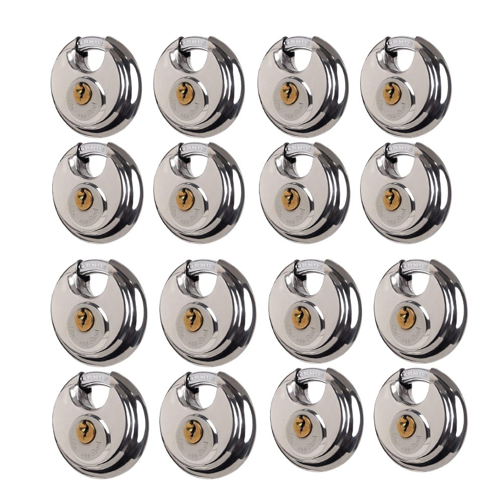 Pack of 24 Acro Locks Discus Keyed Alike Padlock Stainless Steel Discus Lock with 2 Keys, 3/8 Inch Shackle Body Width 70mm, Heavy Duty Lock Outdoor Waterproof Storage Lock for Warehouse, Garage, Storage Unit, Locker, and Outdoors
