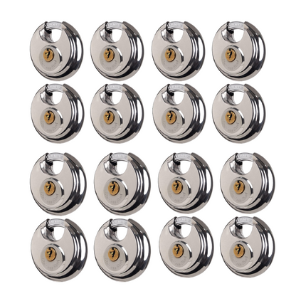 Pack of 24 Acro Locks Discus Keyed Alike Padlock Stainless Steel Discus Lock with 2 Keys, 3/8 Inch Shackle Body Width 70mm, Heavy Duty Lock Outdoor Waterproof Storage Lock for Warehouse, Garage, Storage Unit, Locker, and Outdoors
