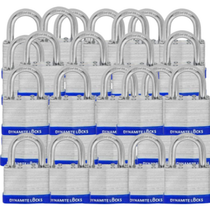 Pack of 48, Dynamite Locks Padlocks with same keys, 50mm Heavy Duty Laminated Steel Padlock Short Shackle Hardened Steel Shackle, Commercial Grade Keyed Alike 2-Inch, 50mm Padlocks Keyed Alike Set (48)