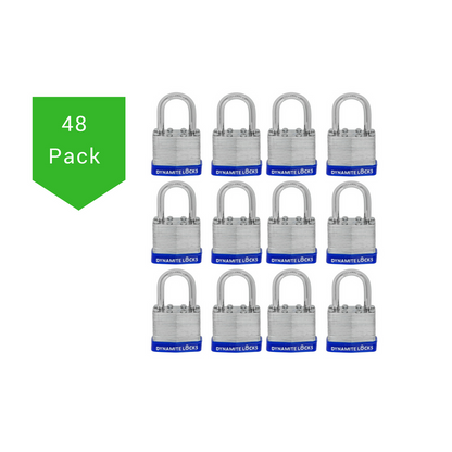 Pack of 48, Dynamite Locks with same keys, Laminated Padlocks 30 mm or 1.3/16" Keyed Alike Commercial Grade, Hardened Shackle