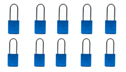 Dynamite Locks, Safety Lockout Padlocks, Safety Padlocks Keyed Alike, Dynamite Locks Aluminum Padlocks Safety Lock-Out Tag Out Keyed Alike, Safety Lockout Padlock with Body Width 1-1/2" with 2" Long Shackle Multiple Locks ( Blue)