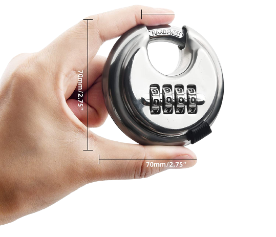 Pack of 48 Discus Stainless Steel Combination 4 Digits 70mm, Stainless Steel Discus Lock with 2-3/4 in. Wide, 3/8 in. Diameter Shackle, Waterproof Discus Lock for Storage Unit, Sheds, Garages and Fence