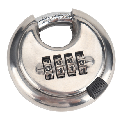 Pack of 48 Discus Stainless Steel Combination 4 Digits 70mm, Stainless Steel Discus Lock with 2-3/4 in. Wide, 3/8 in. Diameter Shackle, Waterproof Discus Lock for Storage Unit, Sheds, Garages and Fence