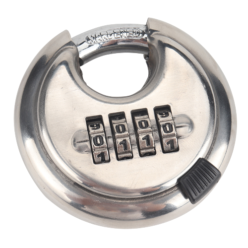 Pack of 48 Discus Stainless Steel Combination 4 Digits 70mm, Stainless Steel Discus Lock with 2-3/4 in. Wide, 3/8 in. Diameter Shackle, Waterproof Discus Lock for Storage Unit, Sheds, Garages and Fence